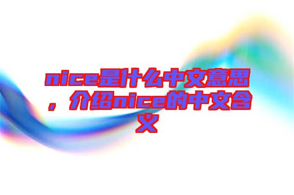 nice是什么中文意思，介紹nice的中文含義