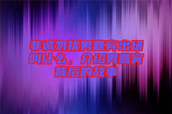 非誠(chéng)勿擾男嘉賓出場(chǎng)叫什么，介紹男嘉賓背后的故事