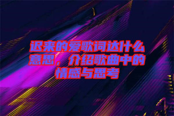 遲來的愛歌詞達什么意思，介紹歌曲中的情感與思考