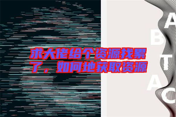 求大佬給個資源找累了，如何地獲取資源