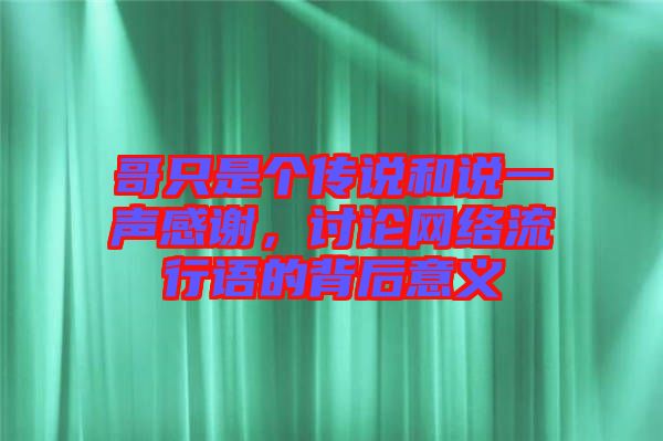 哥只是個(gè)傳說(shuō)和說(shuō)一聲感謝，討論網(wǎng)絡(luò)流行語(yǔ)的背后意義