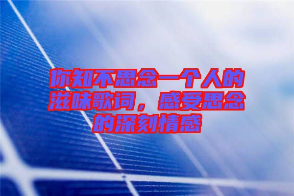 你知不思念一個(gè)人的滋味歌詞，感受思念的深刻情感
