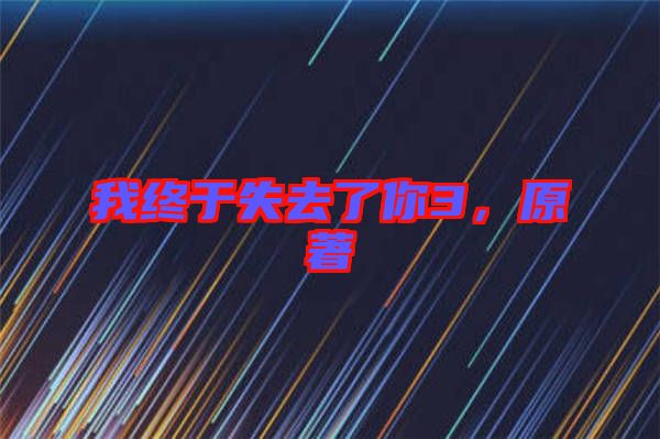 我終于失去了你3，原著