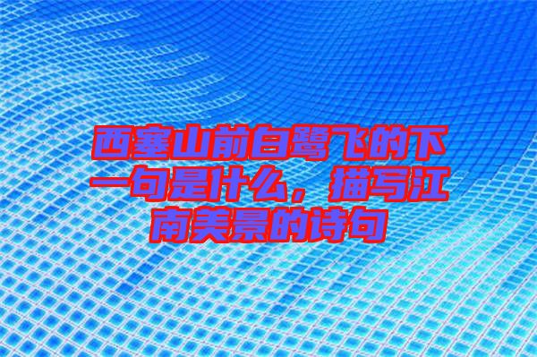 西塞山前白鷺飛的下一句是什么，描寫江南美景的詩句