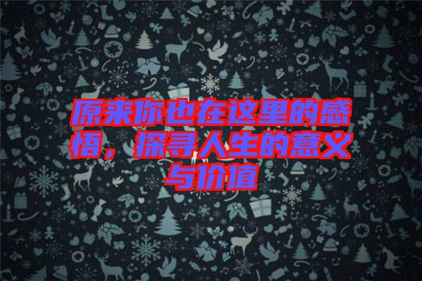 原來你也在這里的感悟，探尋人生的意義與價(jià)值