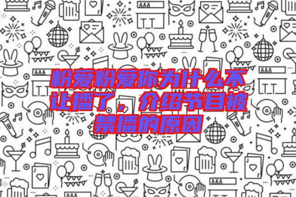 粉愛(ài)粉愛(ài)你為什么不讓播了，介紹節(jié)目被禁播的原因