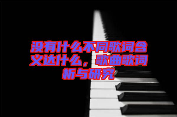 沒有什么不同歌詞含義達什么，歌曲歌詞析與研究