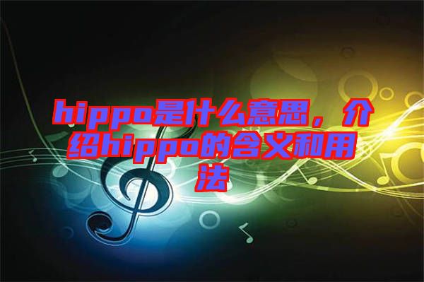 hippo是什么意思，介紹hippo的含義和用法