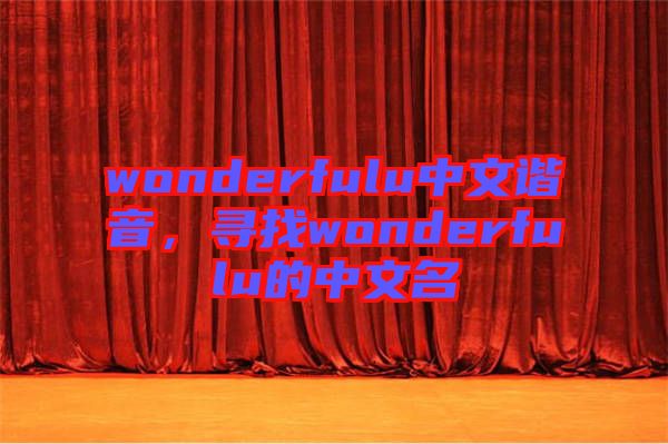 wonderfulu中文諧音，尋找wonderfulu的中文名