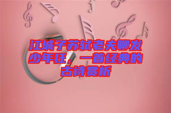 江城子蘇軾老夫聊發(fā)少年狂，一首經(jīng)典的古詩賞析