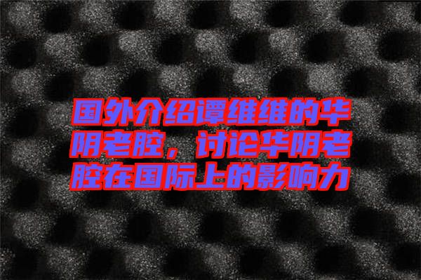 國外介紹譚維維的華陰老腔，討論華陰老腔在國際上的影響力