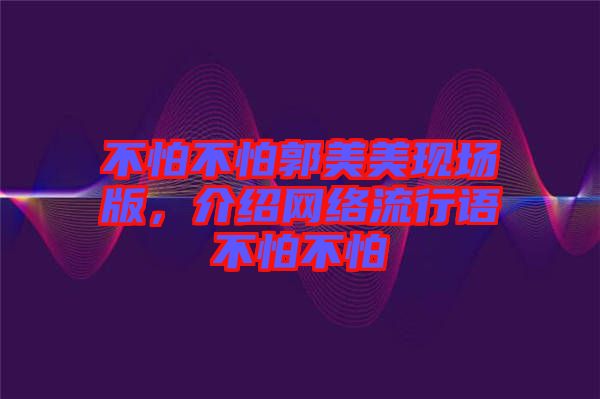 不怕不怕郭美美現(xiàn)場版，介紹網(wǎng)絡(luò)流行語不怕不怕