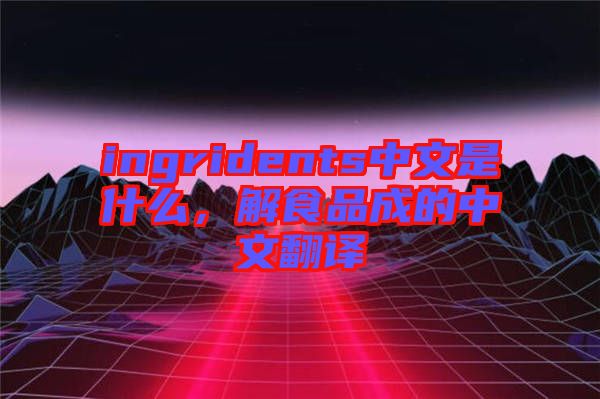 ingridents中文是什么，解食品成的中文翻譯