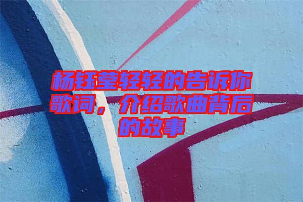 楊鈺瑩輕輕的告訴你歌詞，介紹歌曲背后的故事