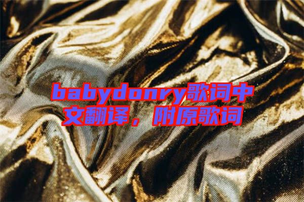 babydonry歌詞中文翻譯，附原歌詞