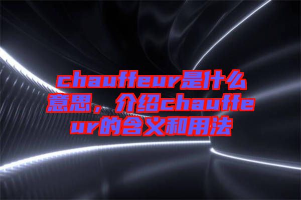 chauffeur是什么意思，介紹chauffeur的含義和用法