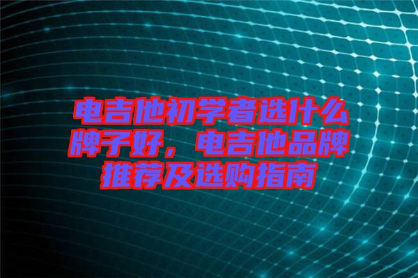 電吉他初學者選什么牌子好，電吉他品牌推薦及選購指南