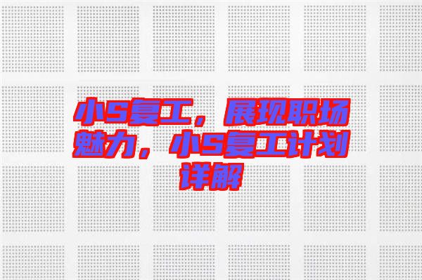 小S復(fù)工，展現(xiàn)職場魅力，小S復(fù)工計(jì)劃詳解