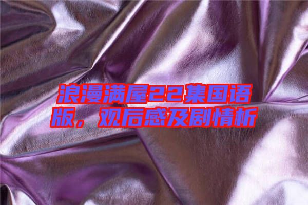浪漫滿屋22集國語版，觀后感及劇情析