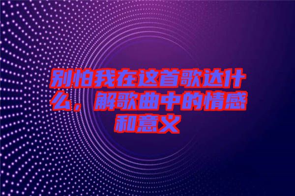 別怕我在這首歌達什么，解歌曲中的情感和意義