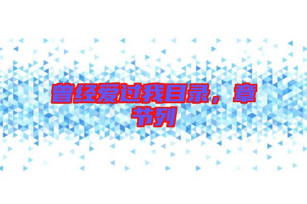 曾經(jīng)愛(ài)過(guò)我目錄，章節(jié)列