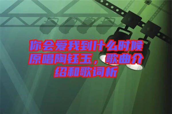 你會愛我到什么時候原唱陶鈺玉，歌曲介紹和歌詞析