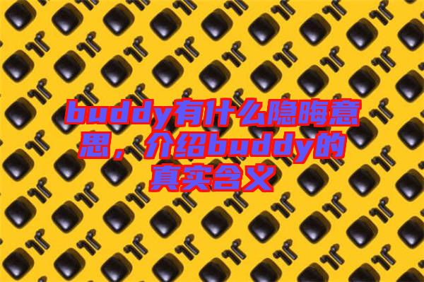 buddy有什么隱晦意思，介紹buddy的真實(shí)含義