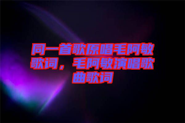 同一首歌原唱毛阿敏歌詞，毛阿敏演唱歌曲歌詞