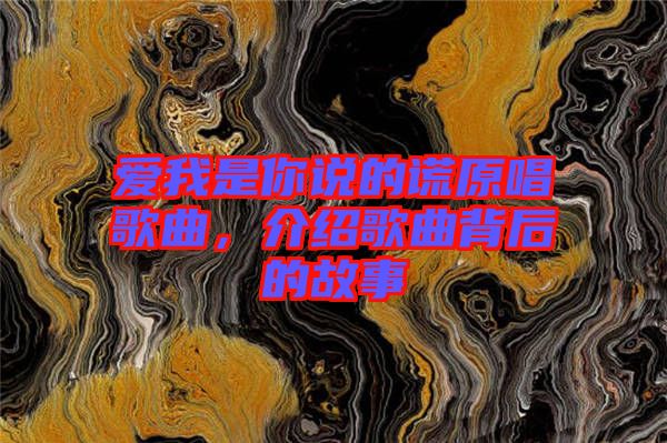 愛(ài)我是你說(shuō)的謊原唱歌曲，介紹歌曲背后的故事