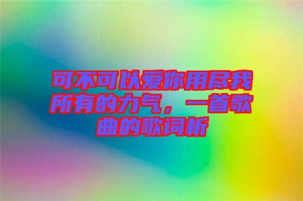 可不可以愛(ài)你用盡我所有的力氣，一首歌曲的歌詞析