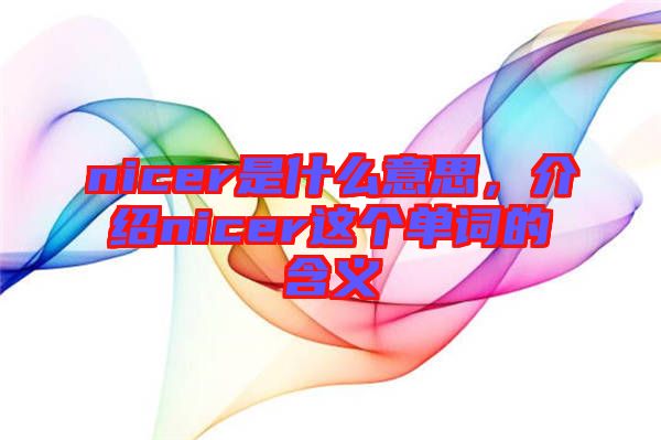 nicer是什么意思，介紹nicer這個單詞的含義