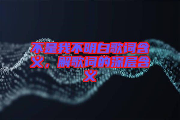 不是我不明白歌詞含義，解歌詞的深層含義