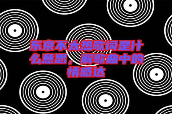 東京不太熱歌詞是什么意思，解歌曲中的情感達