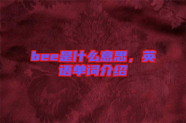 bee是什么意思，英語(yǔ)單詞介紹