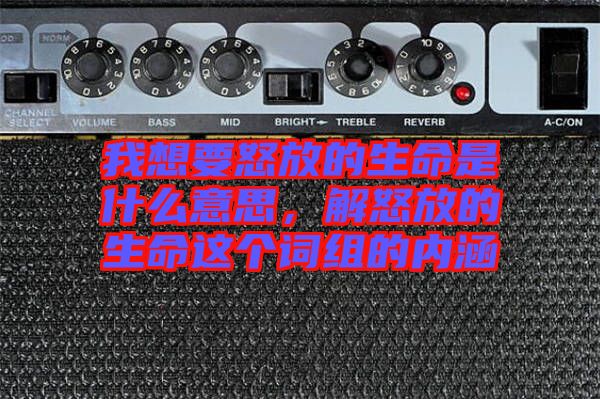 我想要怒放的生命是什么意思，解怒放的生命這個詞組的內(nèi)涵