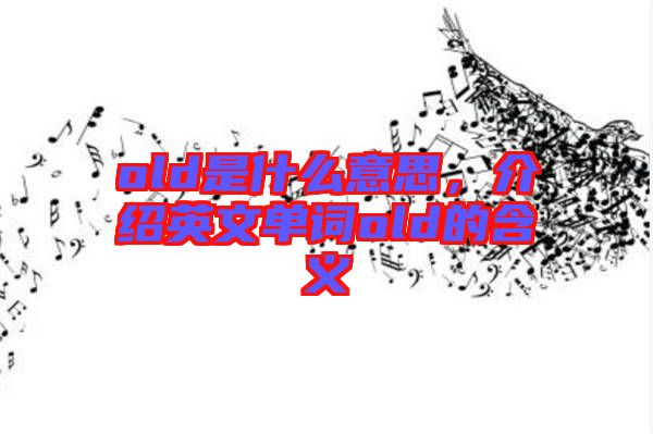 old是什么意思，介紹英文單詞old的含義