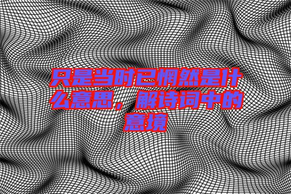 只是當(dāng)時(shí)已惘然是什么意思，解詩(shī)詞中的意境