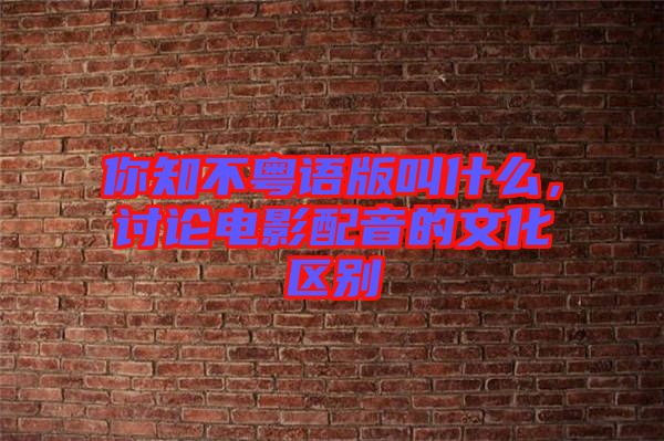 你知不粵語(yǔ)版叫什么，討論電影配音的文化區(qū)別
