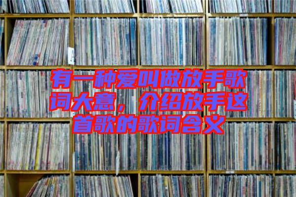 有一種愛叫做放手歌詞大意，介紹放手這首歌的歌詞含義