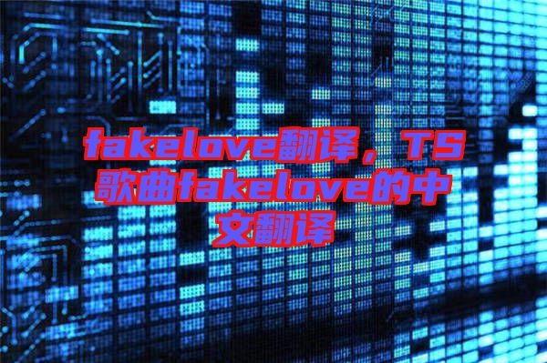 fakelove翻譯，TS歌曲fakelove的中文翻譯