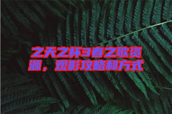 之天之杯3春之歌資源，觀影攻略和方式