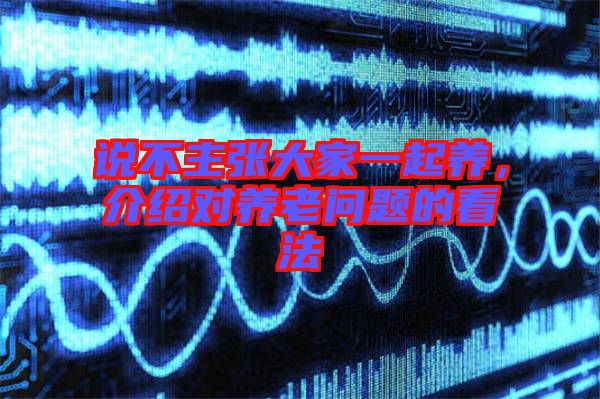 說不主張大家一起養(yǎng)，介紹對養(yǎng)老問題的看法