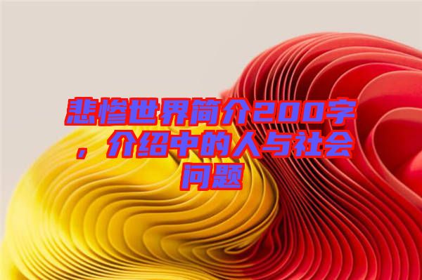 悲慘世界簡介200字，介紹中的人與社會問題