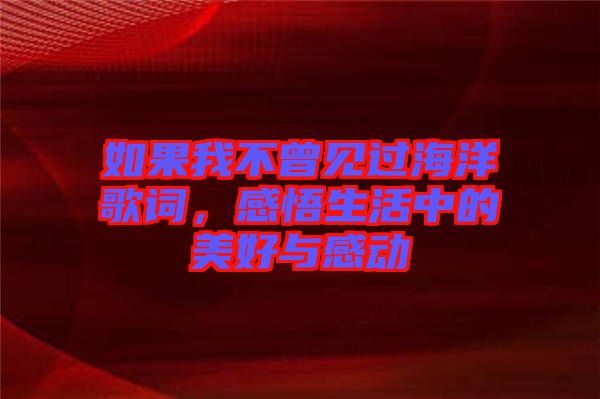 如果我不曾見過海洋歌詞，感悟生活中的美好與感動