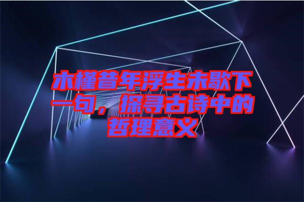 木槿昔年浮生未歇下一句，探尋古詩中的哲理意義