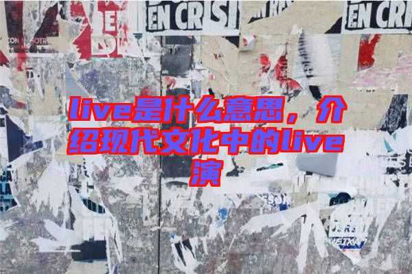 live是什么意思，介紹現(xiàn)代文化中的live演