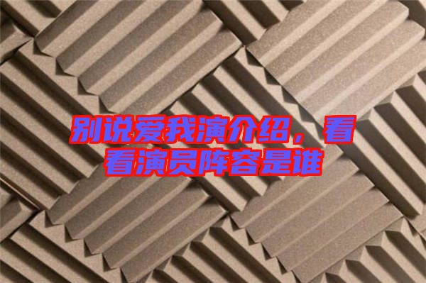別說愛我演介紹，看看演員陣容是誰