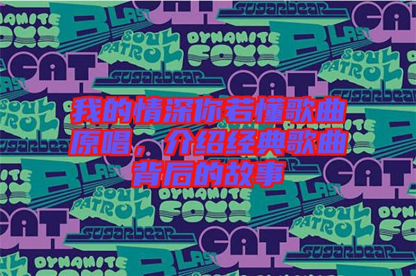我的情深你若懂歌曲原唱，介紹經(jīng)典歌曲背后的故事