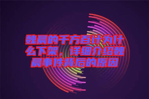魏晨的千方百計為什么下架，詳細介紹魏晨事件背后的原因