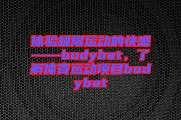 體驗極限運動的快感——bodybat，了解體育運動項目bodybat